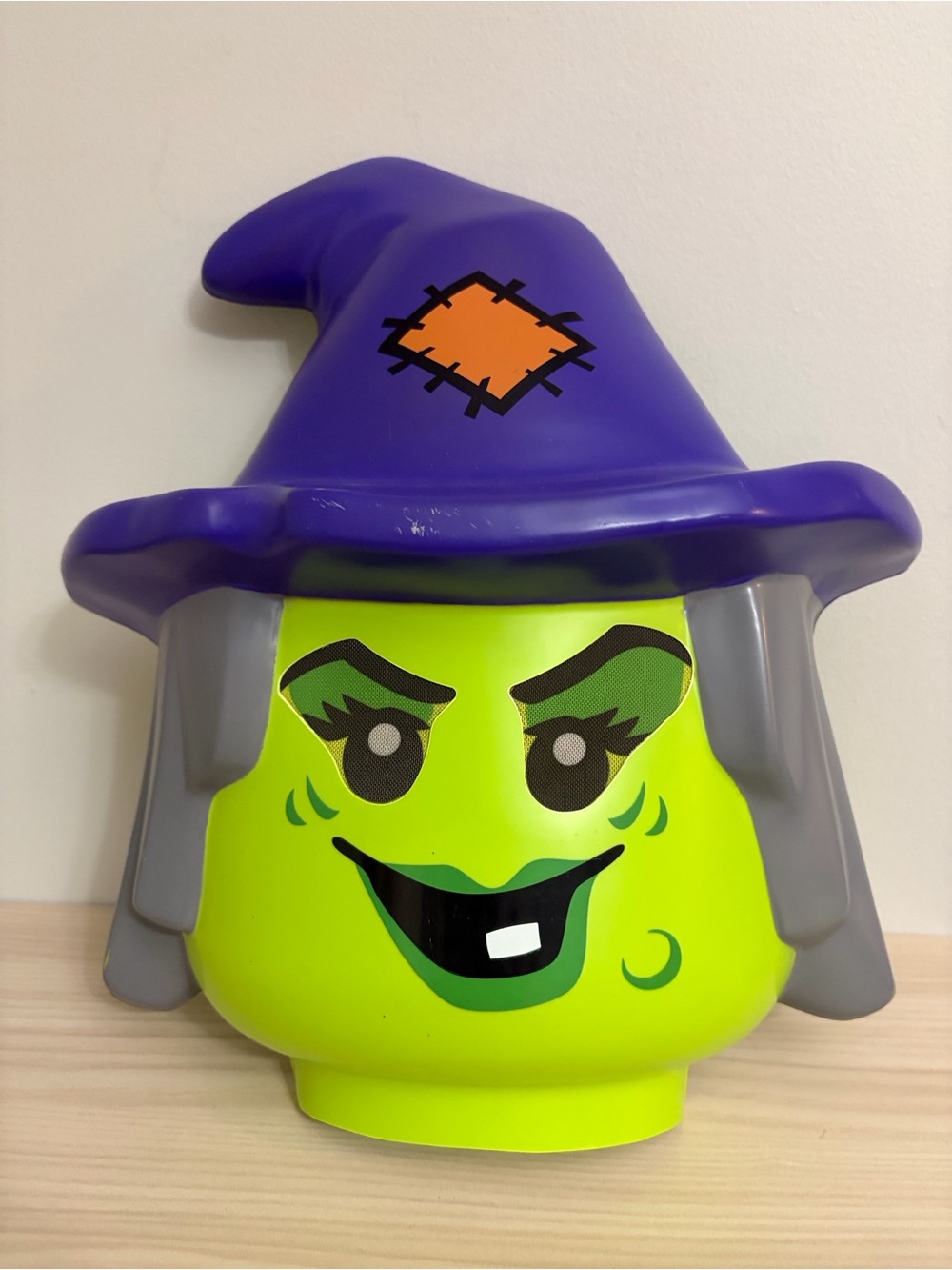 Disguise LegoPurple Witch mask with Green Witch Face Kids Costume Accessory